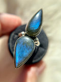 Double Labradorite Sterling Silver Ring Size 9