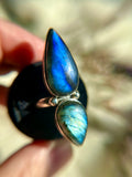 Double Labradorite Sterling Silver Ring Size 11