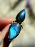 Double Labradorite Sterling Silver Ring Size 9.5