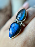 Double Labradorite Sterling Silver Ring Size 8.25