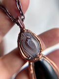 Botswana Agate/ Rainbow Obsidian/ Pink Tourmaline Copper Necklace