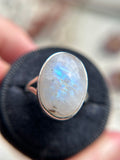 Rainbow Moonstone Sterling Silver Ring Size 8.25