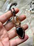 Rare Hollandite In Citrine/ Hypersthene/ Tourmaline Copper Necklace