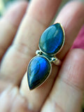 Double Labradorite Sterling Silver Ring Size 6.5