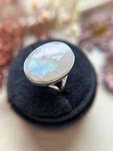 Rainbow Moonstone Sterling Silver Ring Size 5.25