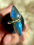 Double Labradorite Sterling Silver Ring Size 10