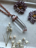Polished Clear Quartz Crystal Point Copper Necklace