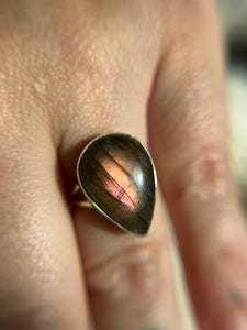 Rare Purple Labradorite Sterling Silver Ring Size 8