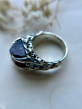 Parok Tournaline/ Facetes Pink Sapphire/ Faceted Blue Sapphire Sterling Silver Ring Size 9