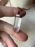 Polished Clear Quartz Crystal Point Copper Necklace