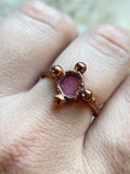 Pink Tourmaline Slice Copper Ring Size 9.25