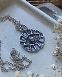 Rustic Evil Eye Charm Sterling Silver Necklace