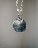 Rustic Solar Charm Sterling Silver Necklace